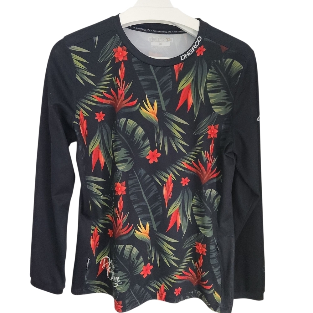 DHARCO Women's Floral tropical MTB mountain bikeJersey Long Sleeve m